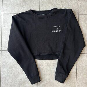 Peace Collective “Home Is Canada” Black Cropped Crewneck – Size S